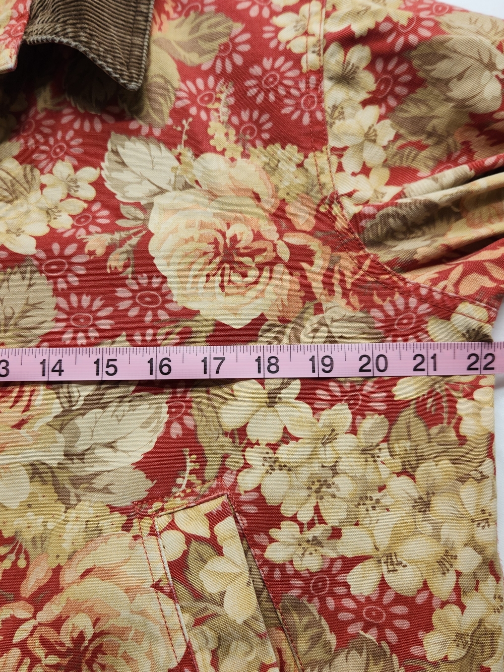 ⭐️Vintage 90s LL Bean Floral Canvas Barn Coat Lined Corduroy Large Rare Find - Picture 14 of 16